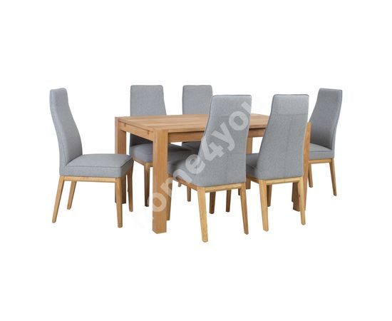 Dining set CHICAGO NEW with 6-chairs (19968) solid wood / MDF with natural oak veneer, oiled