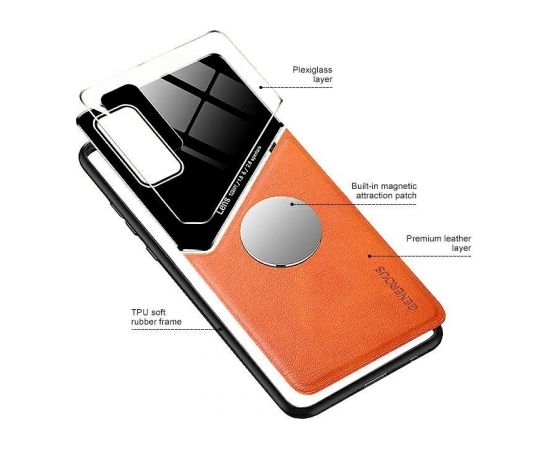 Mocco Lens Leather Back Case Aizmugurējais Ādas Apvalks Priekš Apple Iphone 12 Oranžs