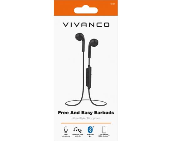 Vivanco беспроводные наушники Free&Easy Earbuds, черные (61737)